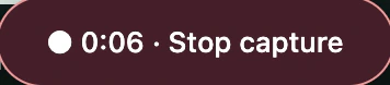 Asyncly’s Stop capture control, six seconds into a recording